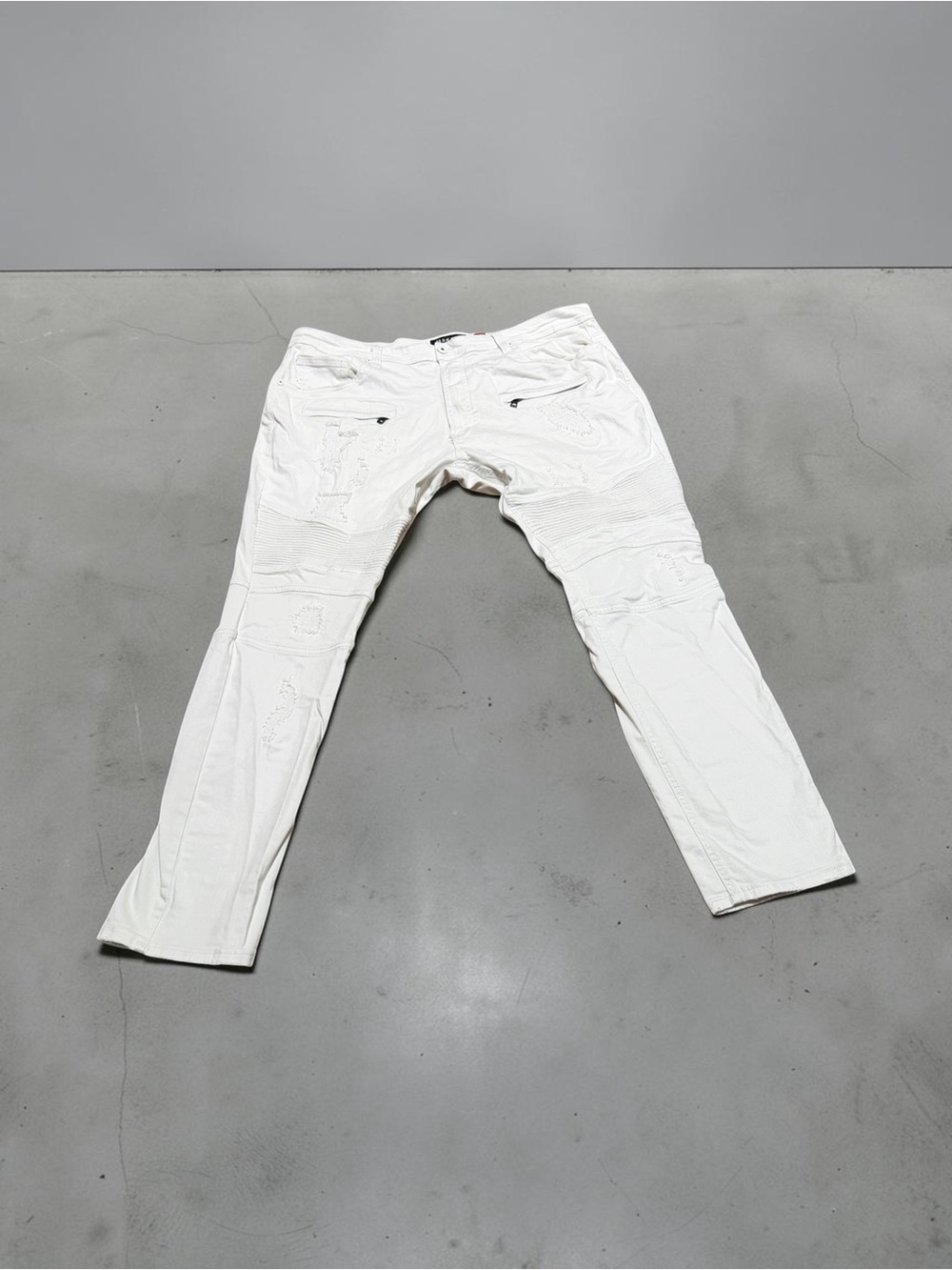 Slim Fit White Men's Distressed Jeans